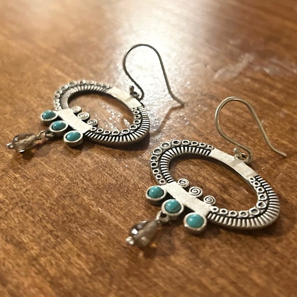 Silpada Silver and Turquoise & Smoky Quartz Earrings - Picture 5 of 5